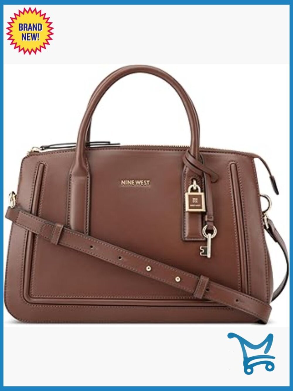Medium Satchel with Multiple Compartments, Adjustable Strap, Top Zipper